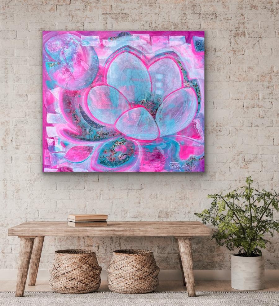 "Pink" original floral art - editafieldsart