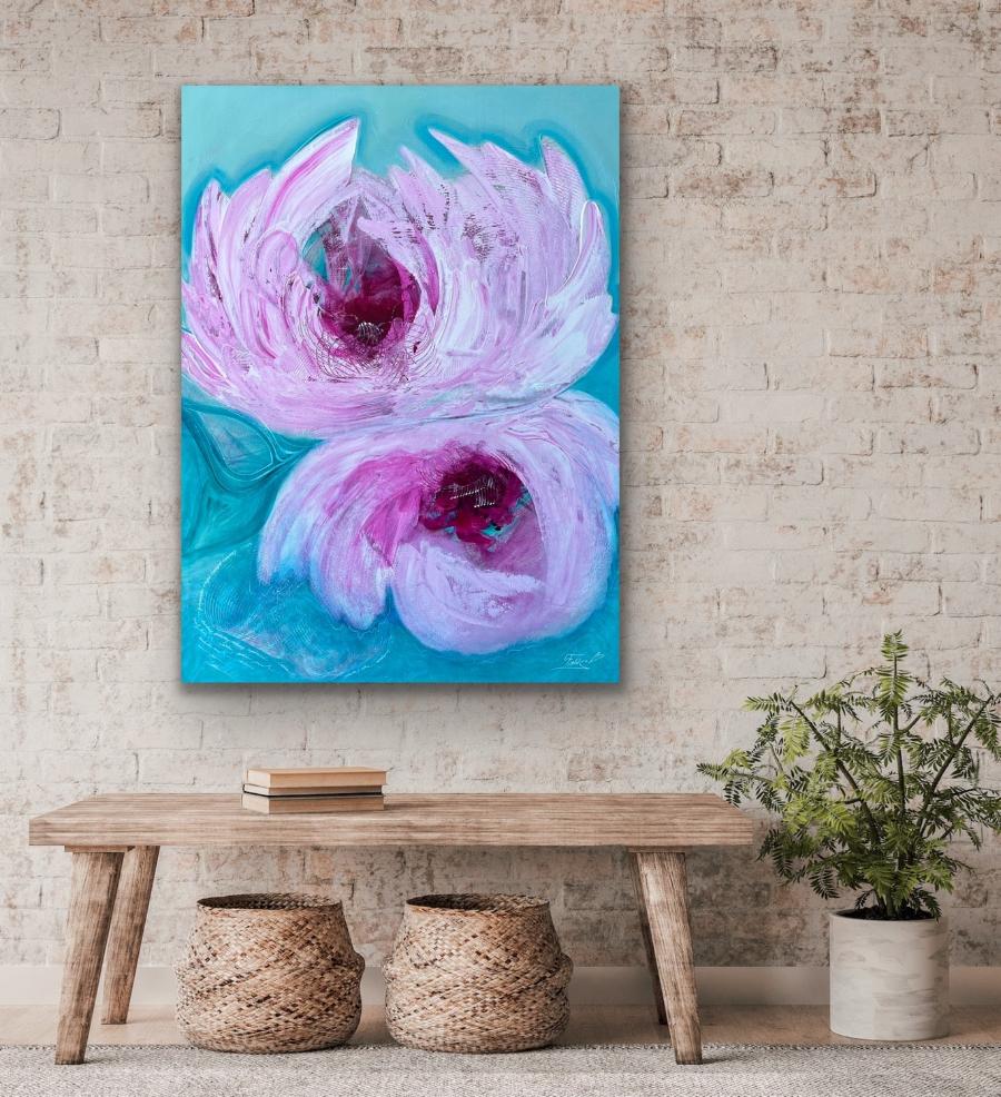 "Serenity" Abstract floral art by Edita Fields 