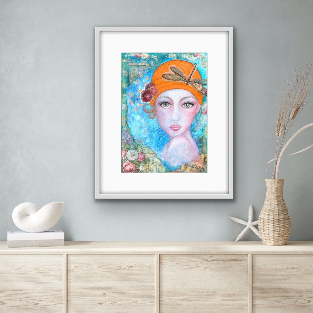 "Lady in orange hat" Fine Art Print - editafieldsart