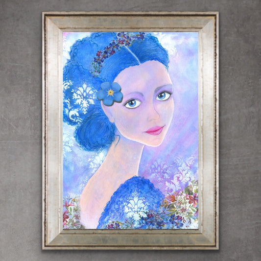 "Forget-me-not" original art on paper by editafieldsart