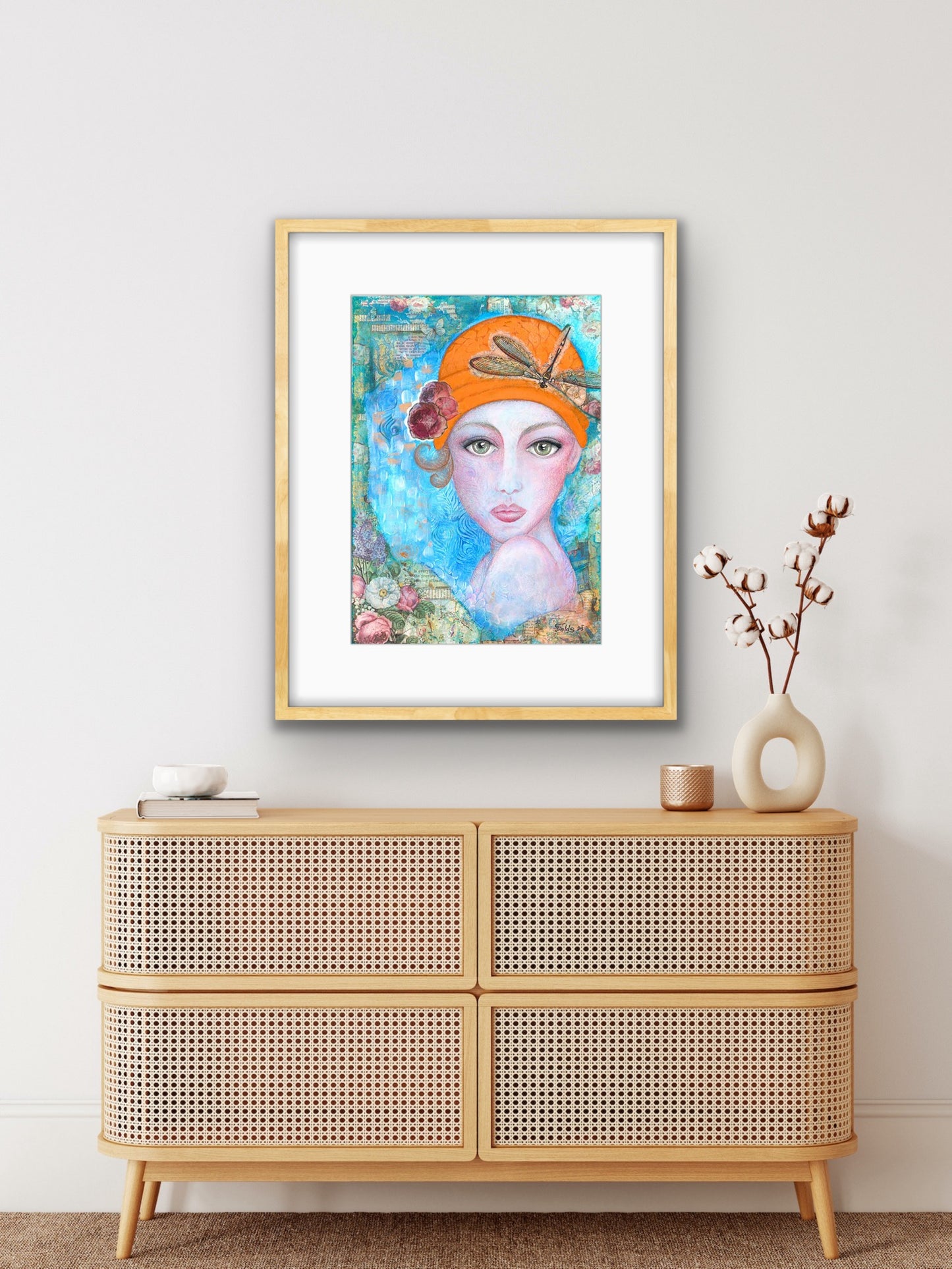 "Lady in orange hat" Fine Art Print - editafieldsart