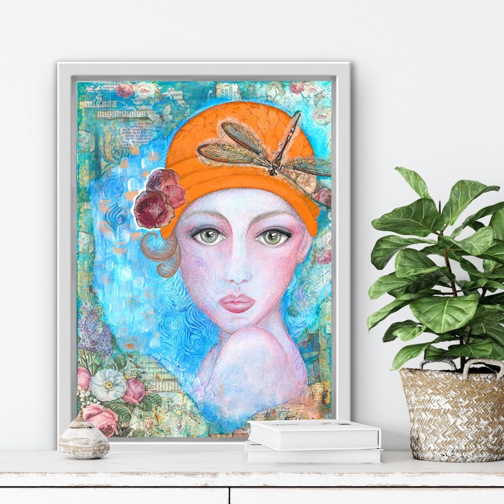 "Lady in orange hat" - editafieldsart