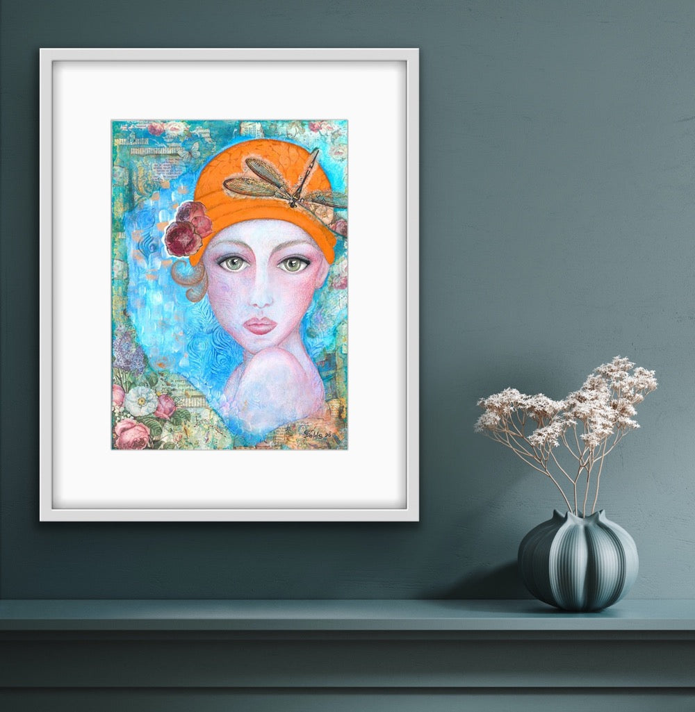 "Lady in orange hat" Fine Art Print - editafieldsart