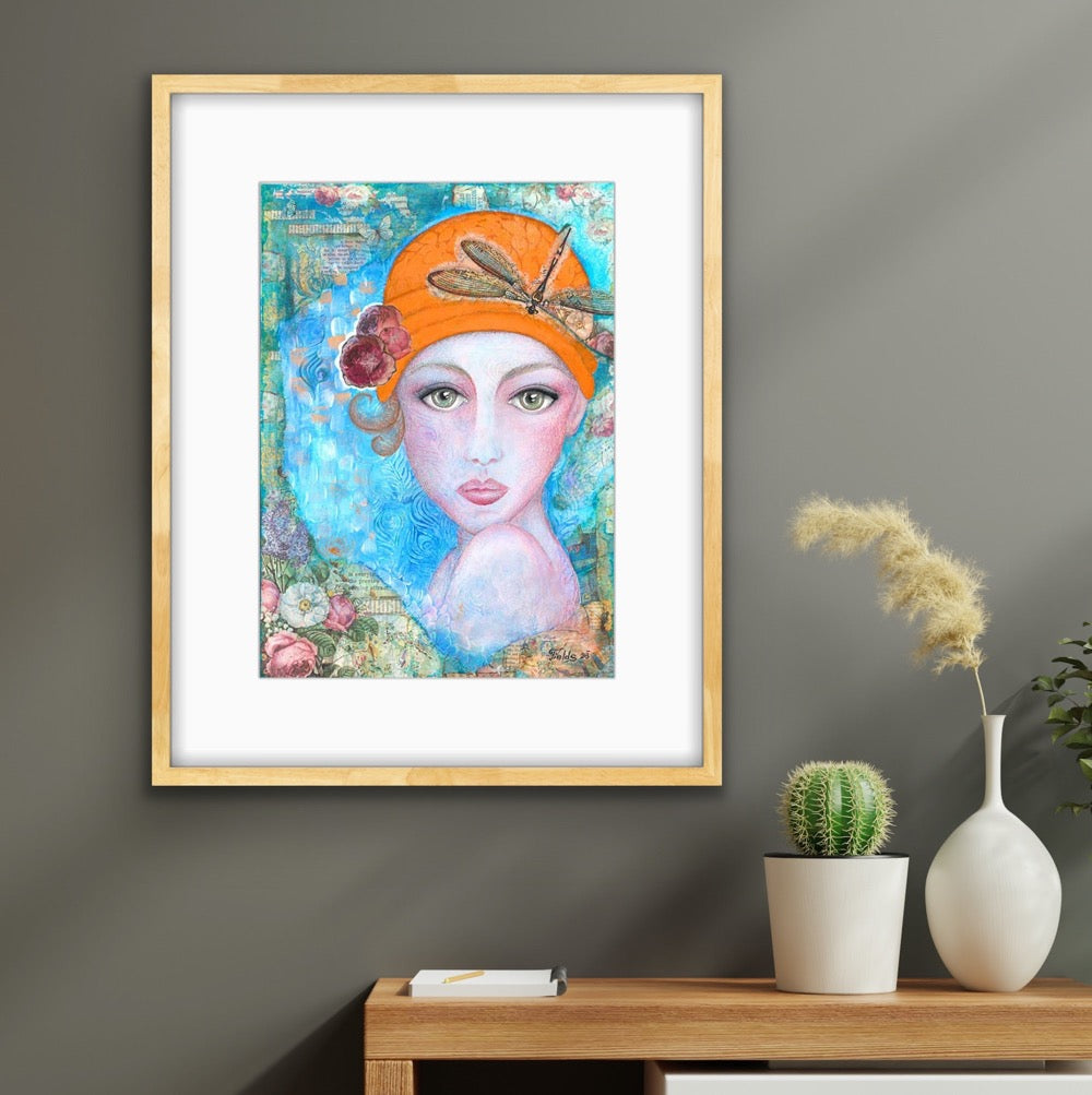 "Lady in orange hat" Fine Art Print - editafieldsart