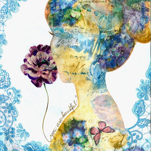 "You are beautiful" original portrait collage - editafieldsart