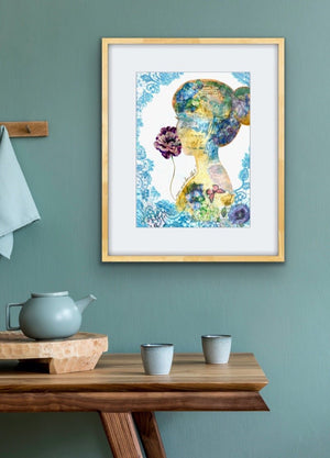 "You are beautiful" original portrait collage - editafieldsart